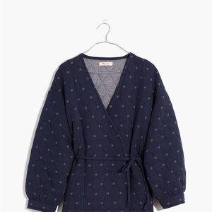 Navy Quilted Wrap Jacket